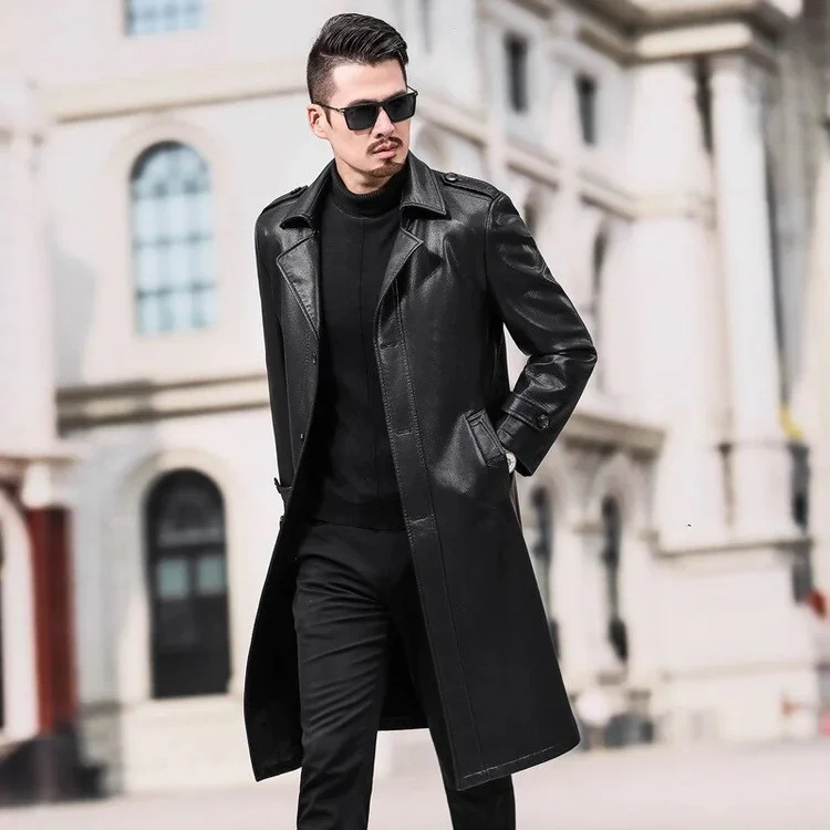 Mens leather dress coat