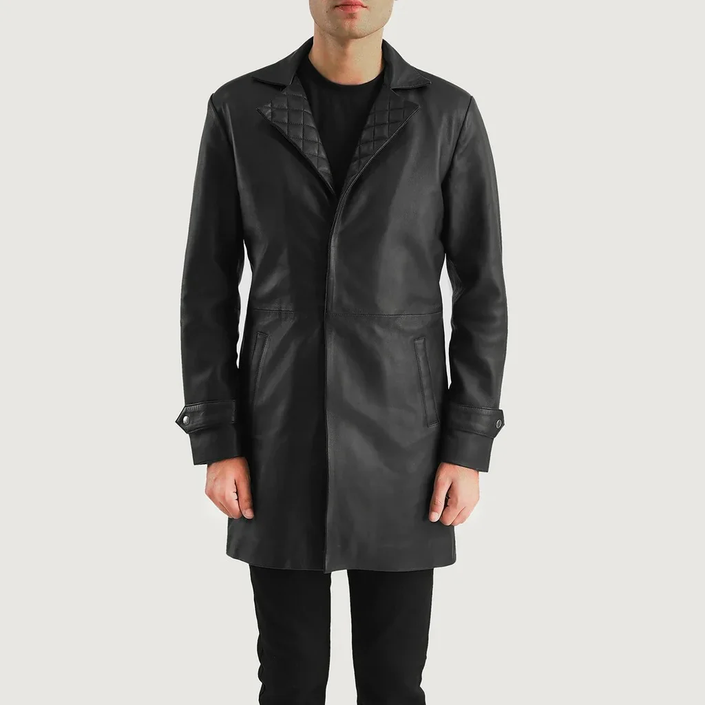 Mens leather dress coat