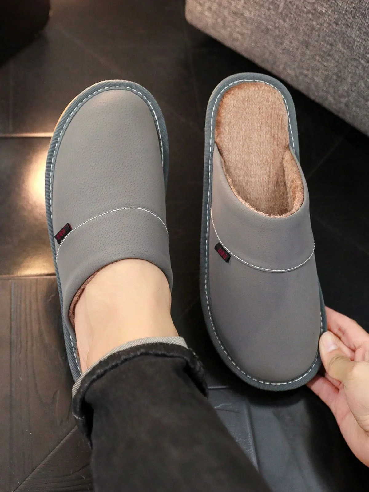 Mens leather house shoes