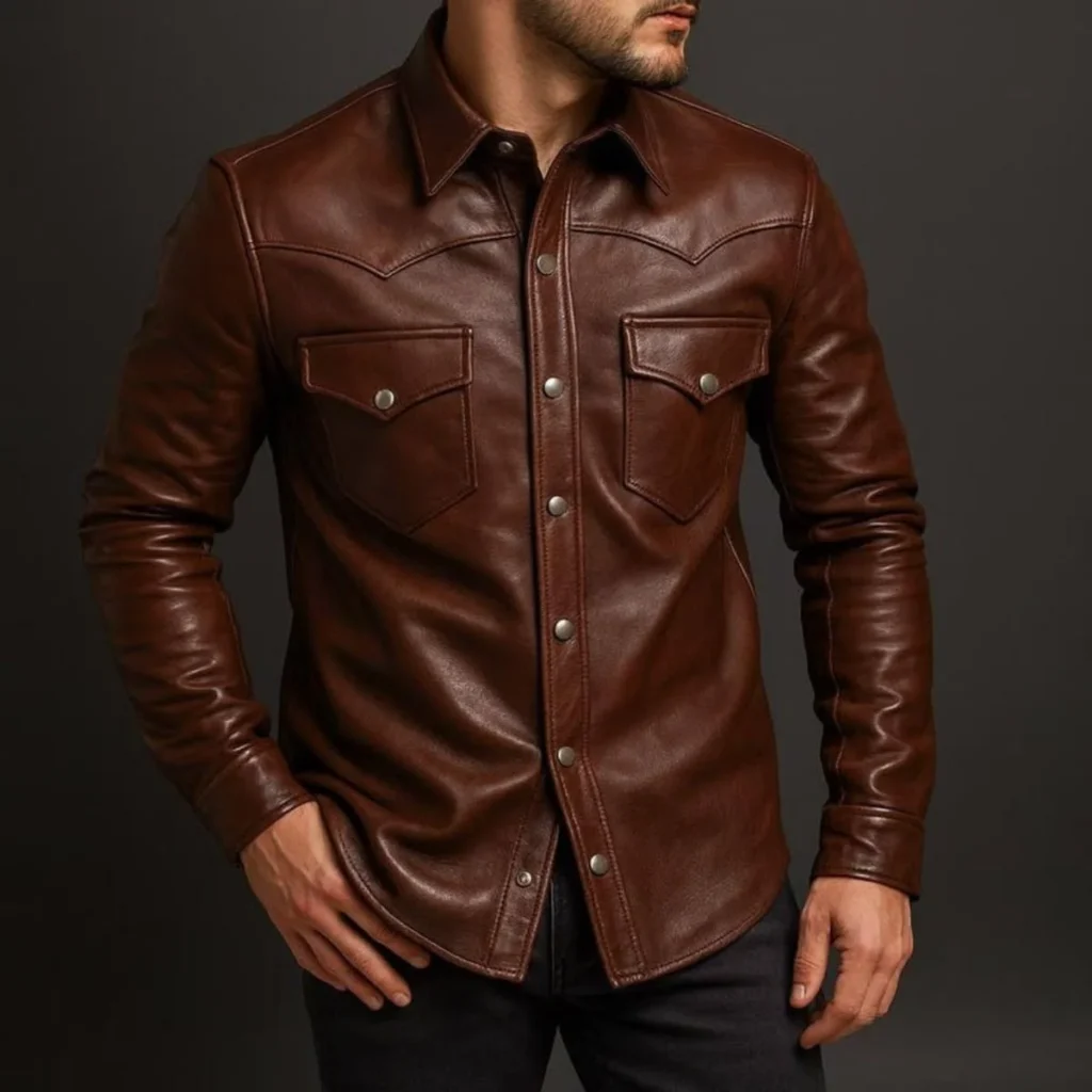 Mens leather shirt