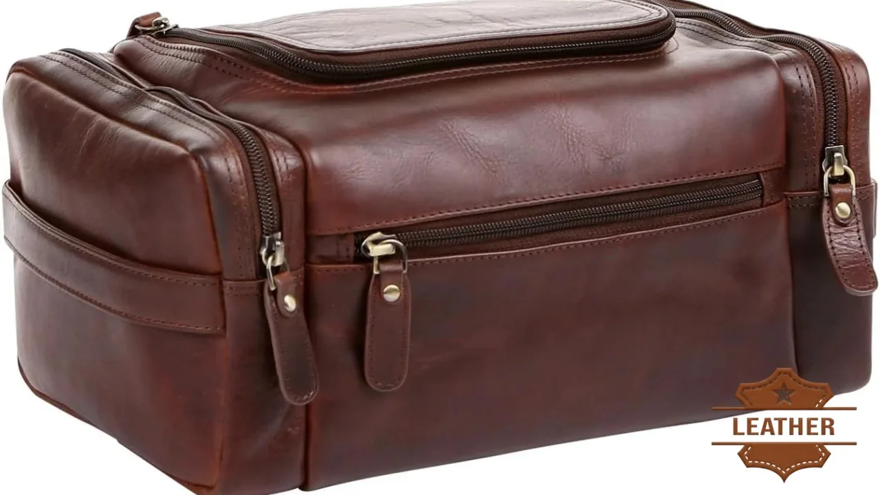 Mens leather toiletry bag