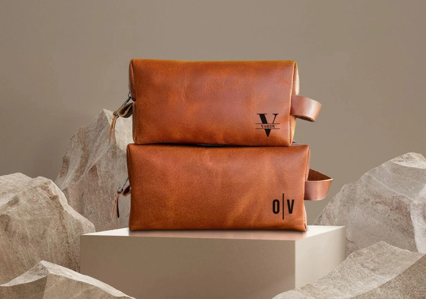 Mens leather toiletry bag