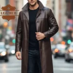Mens leather trench jacket