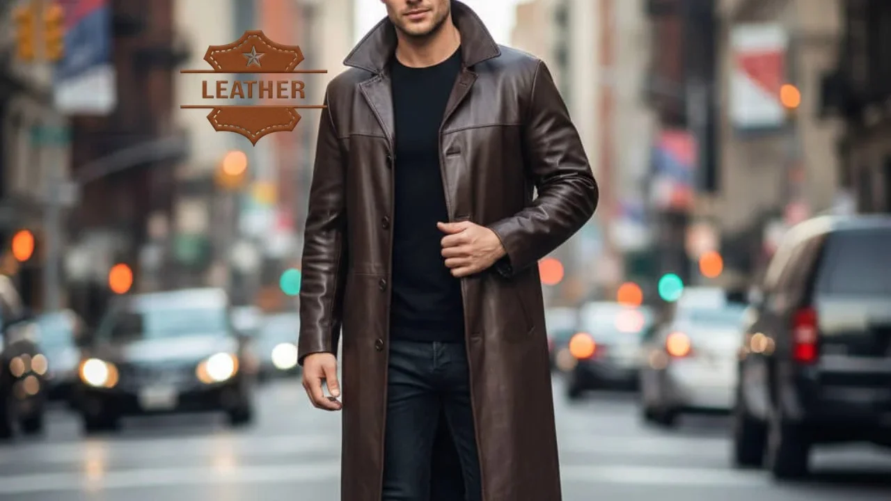 Mens leather trench jacket