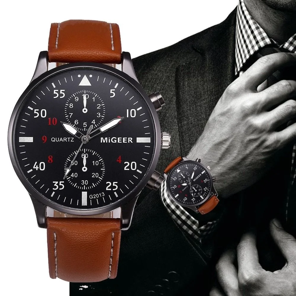 Mens leather watch