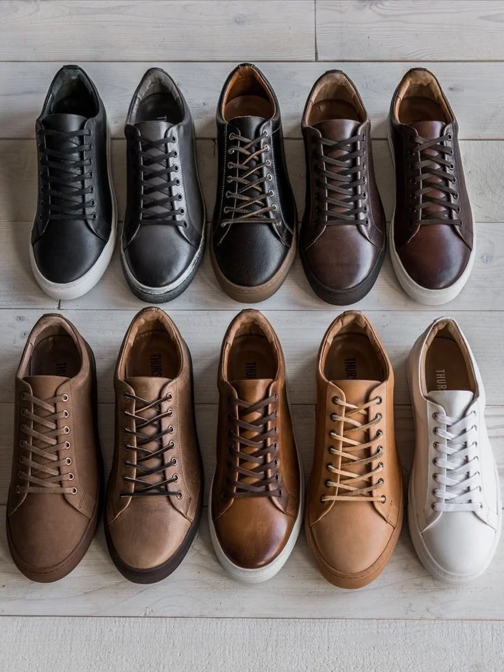 Mens leather woven sneakers