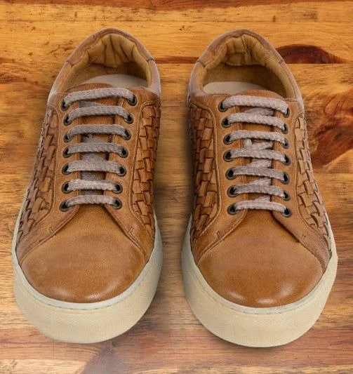 Mens leather woven sneakers