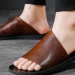 Slide sandals mens leather