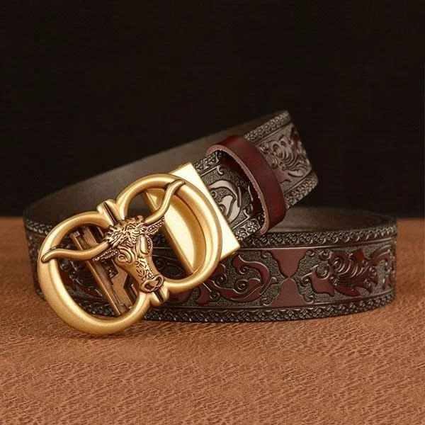 Mens leather belt cowboy