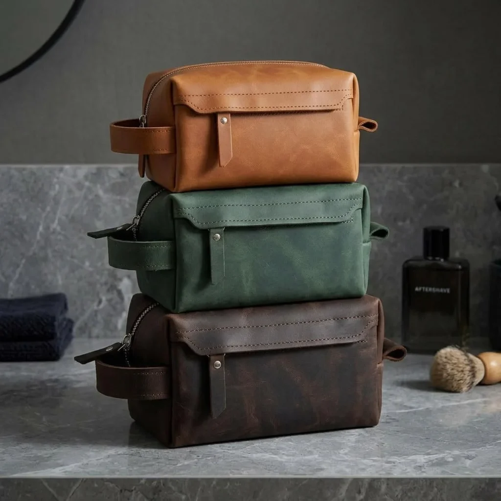 Mens leather dopp bag