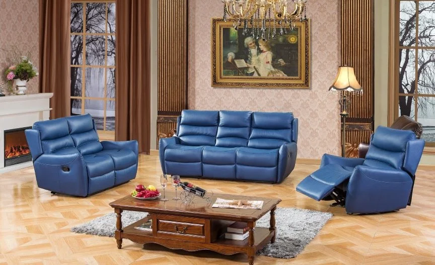Blue Leather Sofa