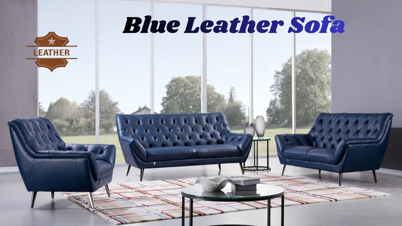 Blue Leather Sofa