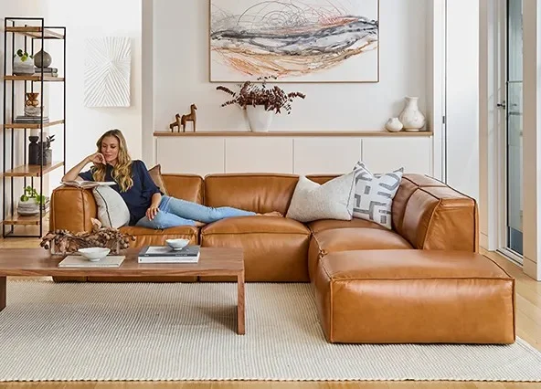 Leather Sofa With Chaise