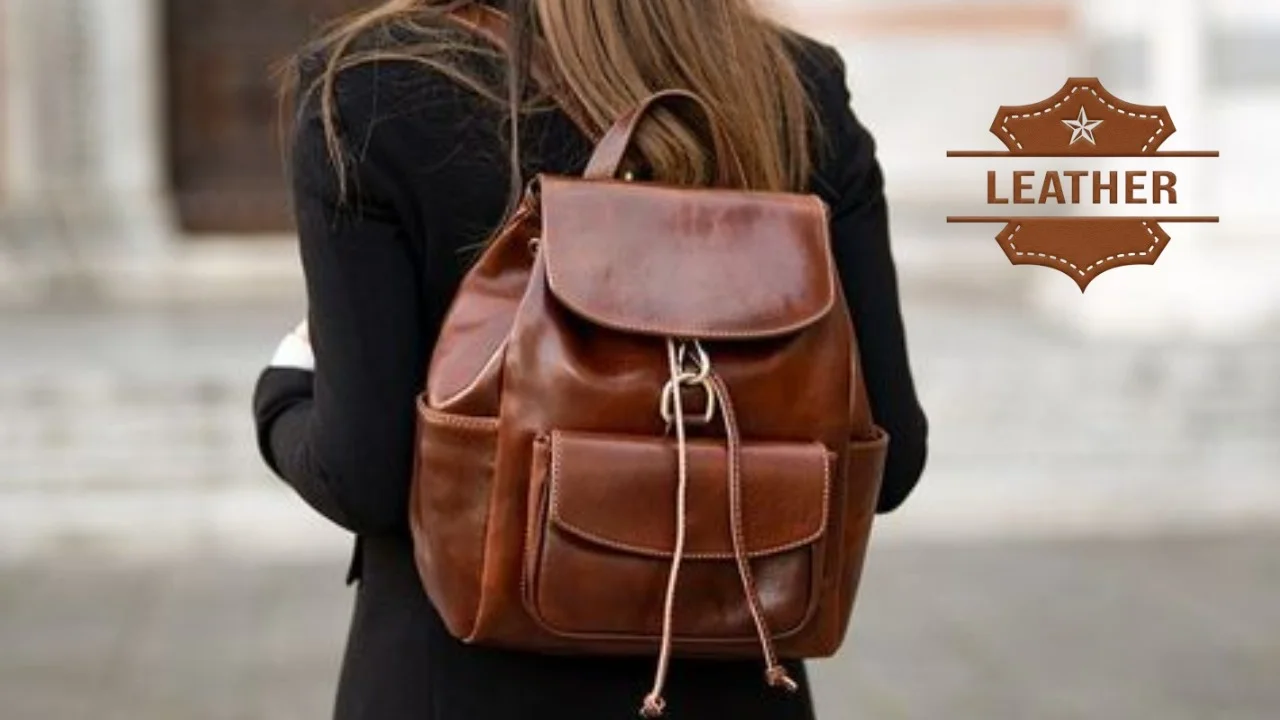 Leather backpack for women
