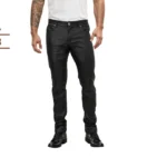 Leather black pants men's