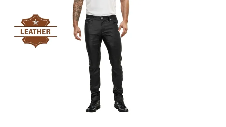 Leather black pants men's