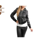 Leather bomber jacket women