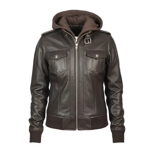 Leather bomber jacket women