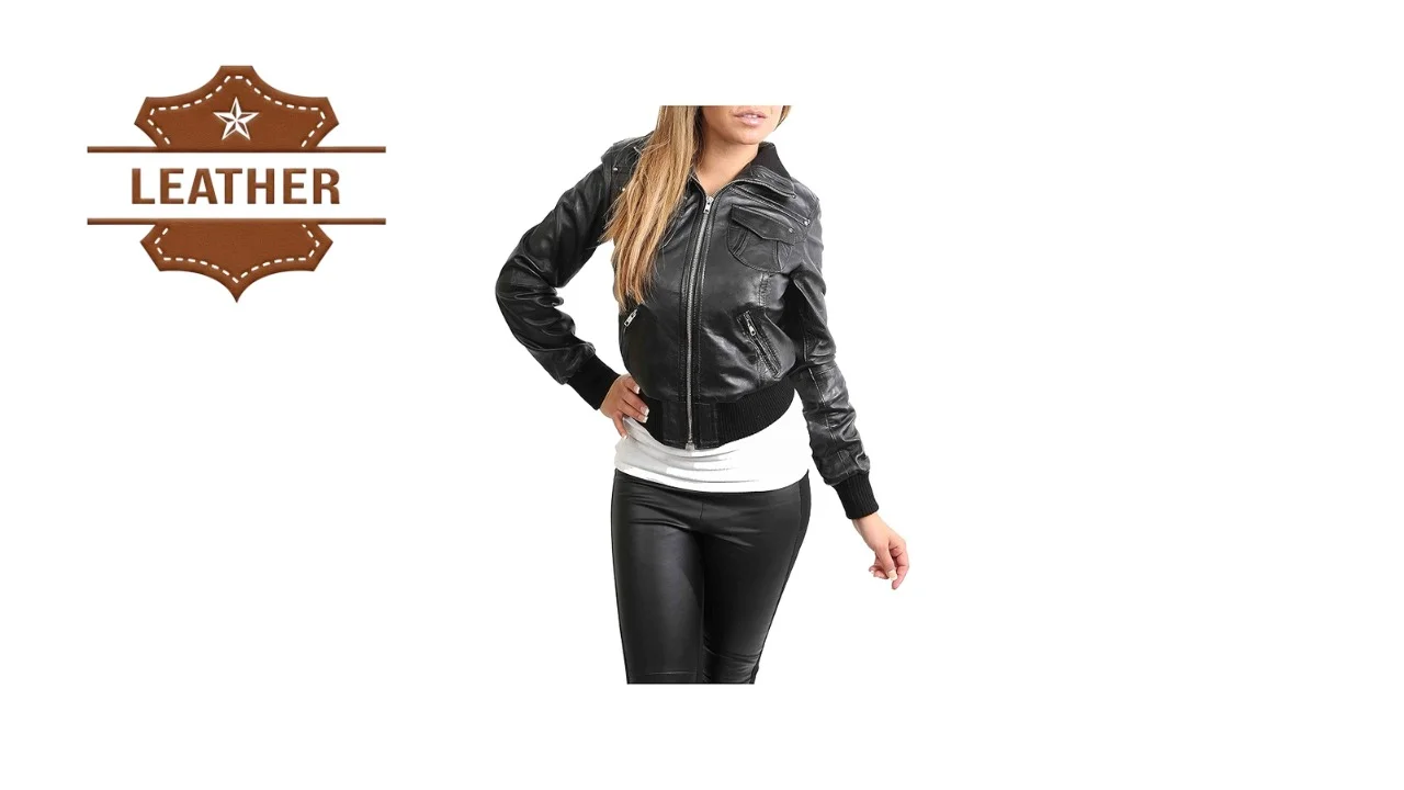 Leather bomber jacket women