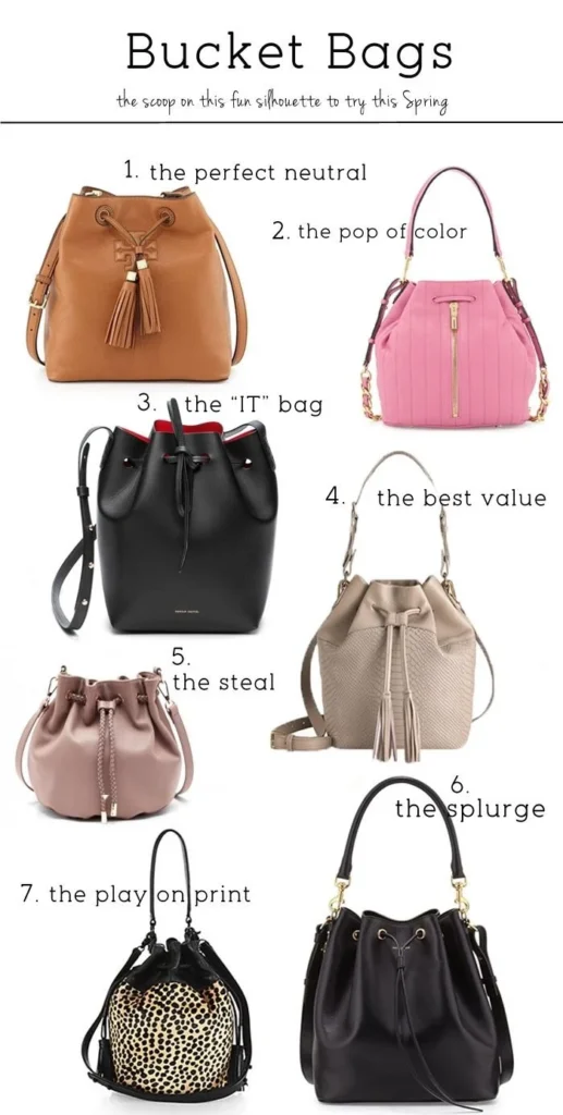 Leather bucket bags