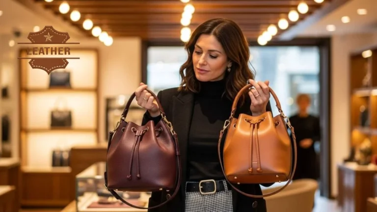 Leather bucket bags