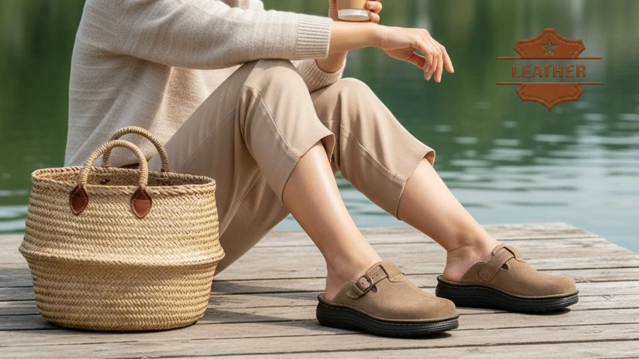 Leather clogs for women