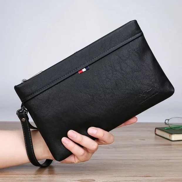 Leather clutch bag