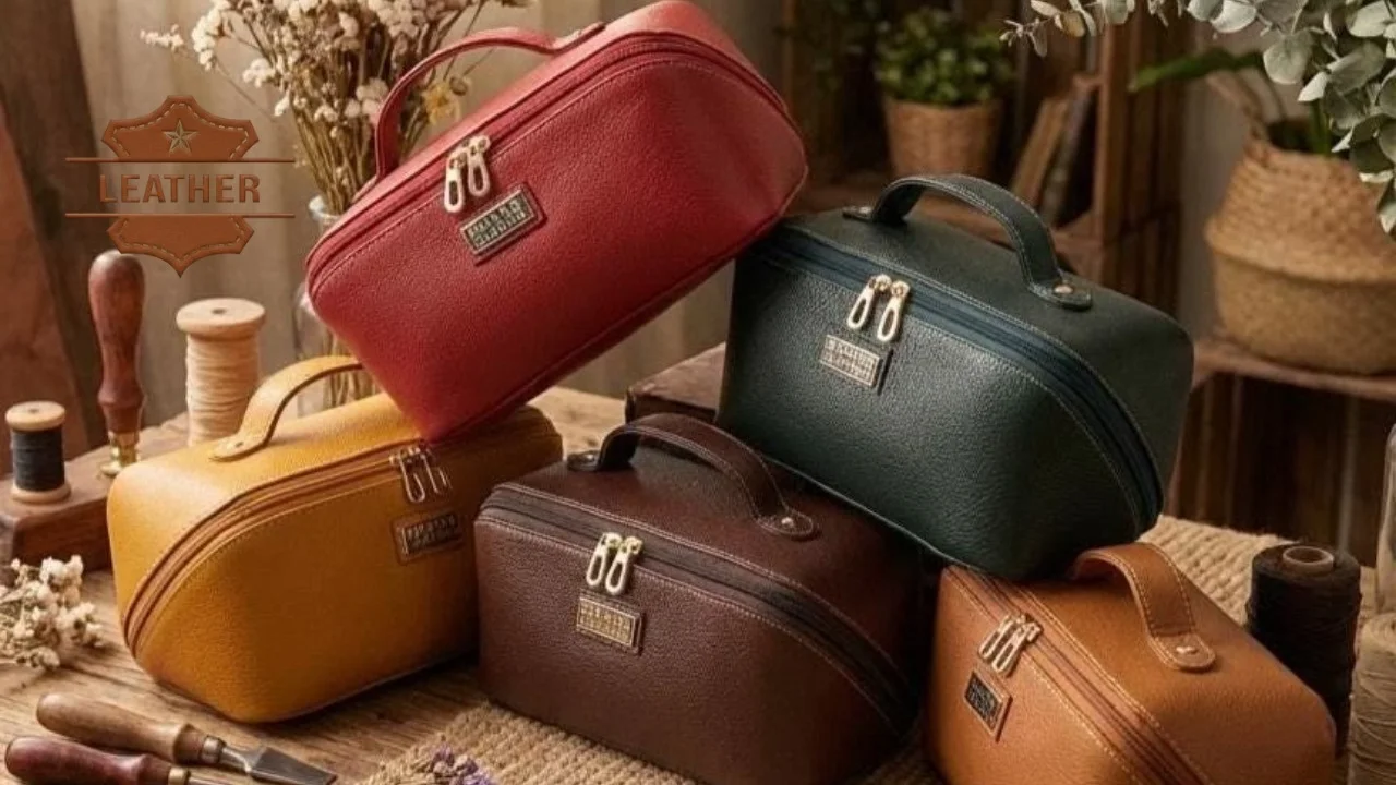 Leather cosmetic bags