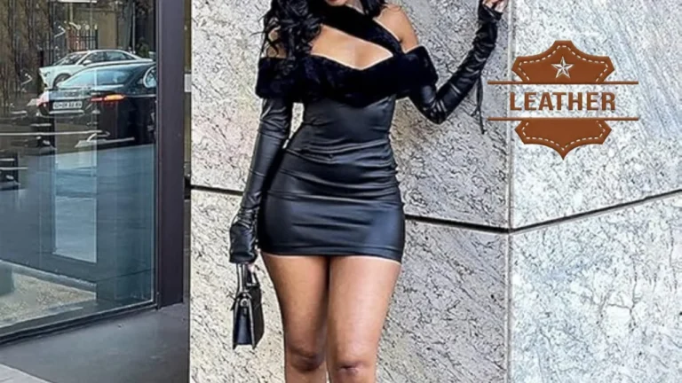 Leather dress women