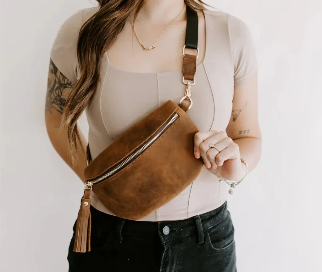 Leather fanny pack women