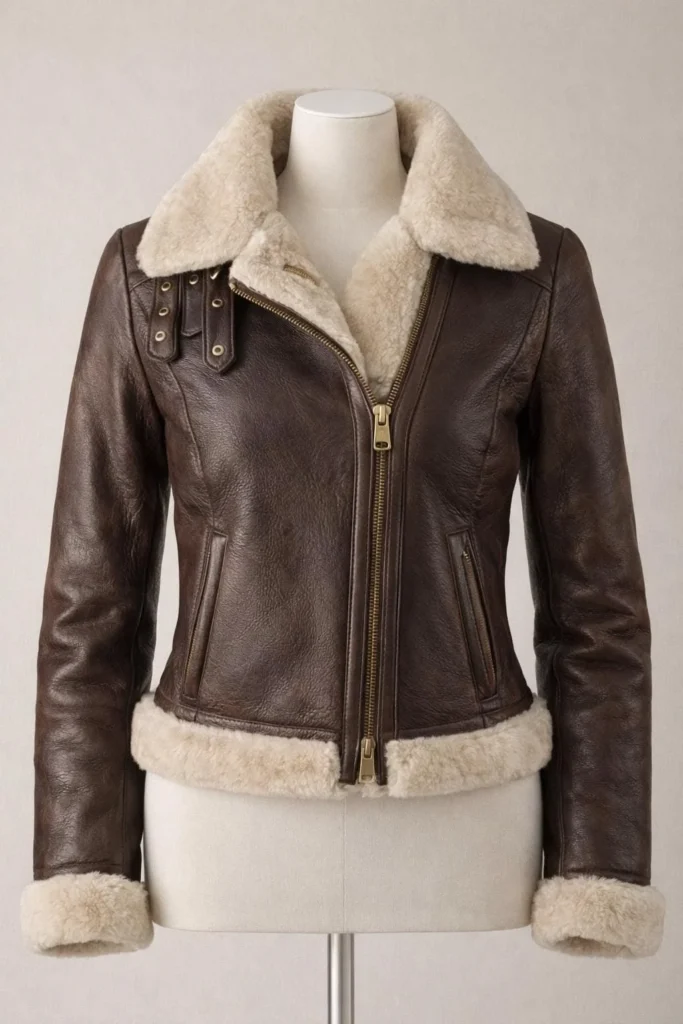 Leather flight jacket women's