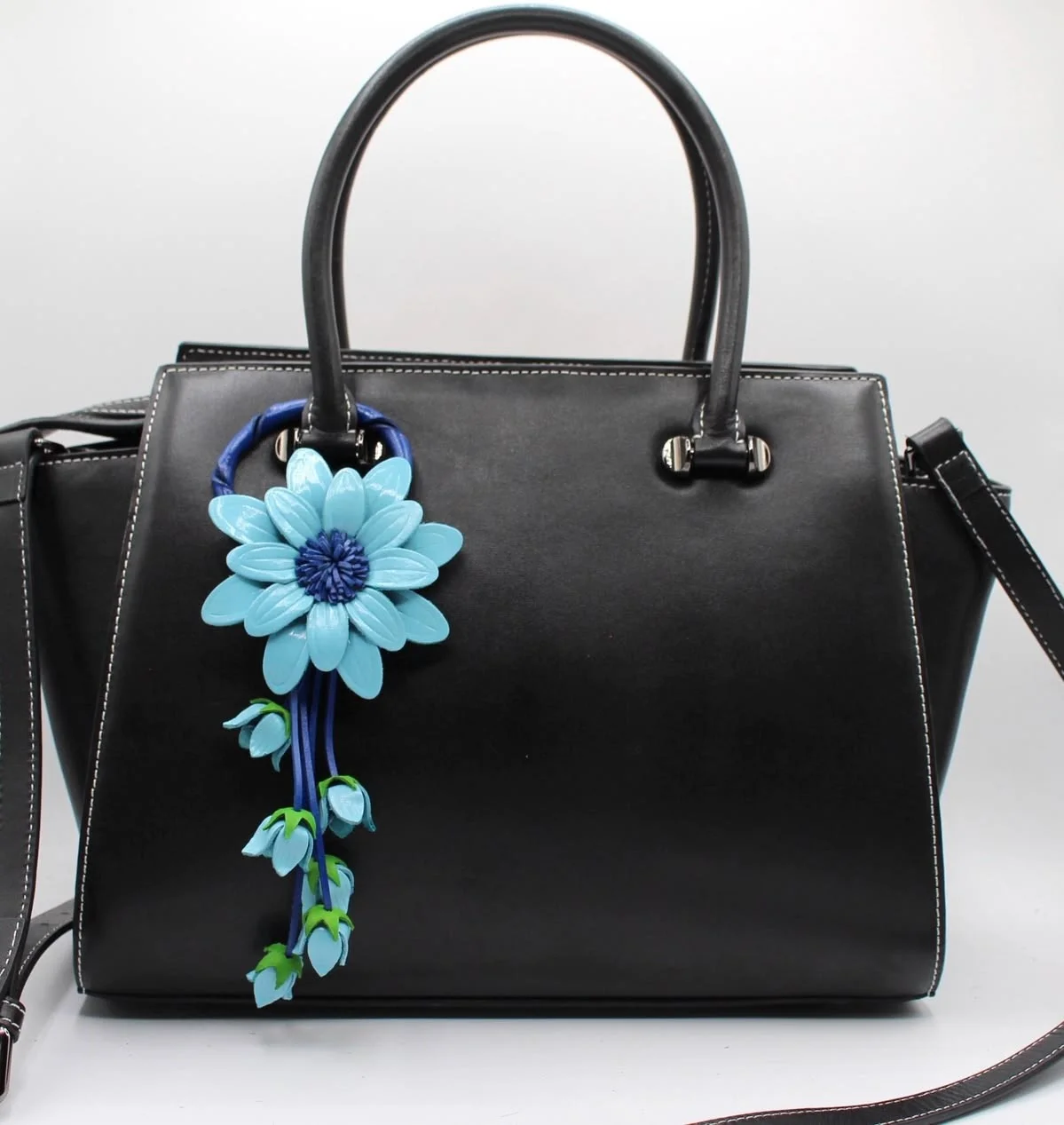 Leather forget me not bag charm