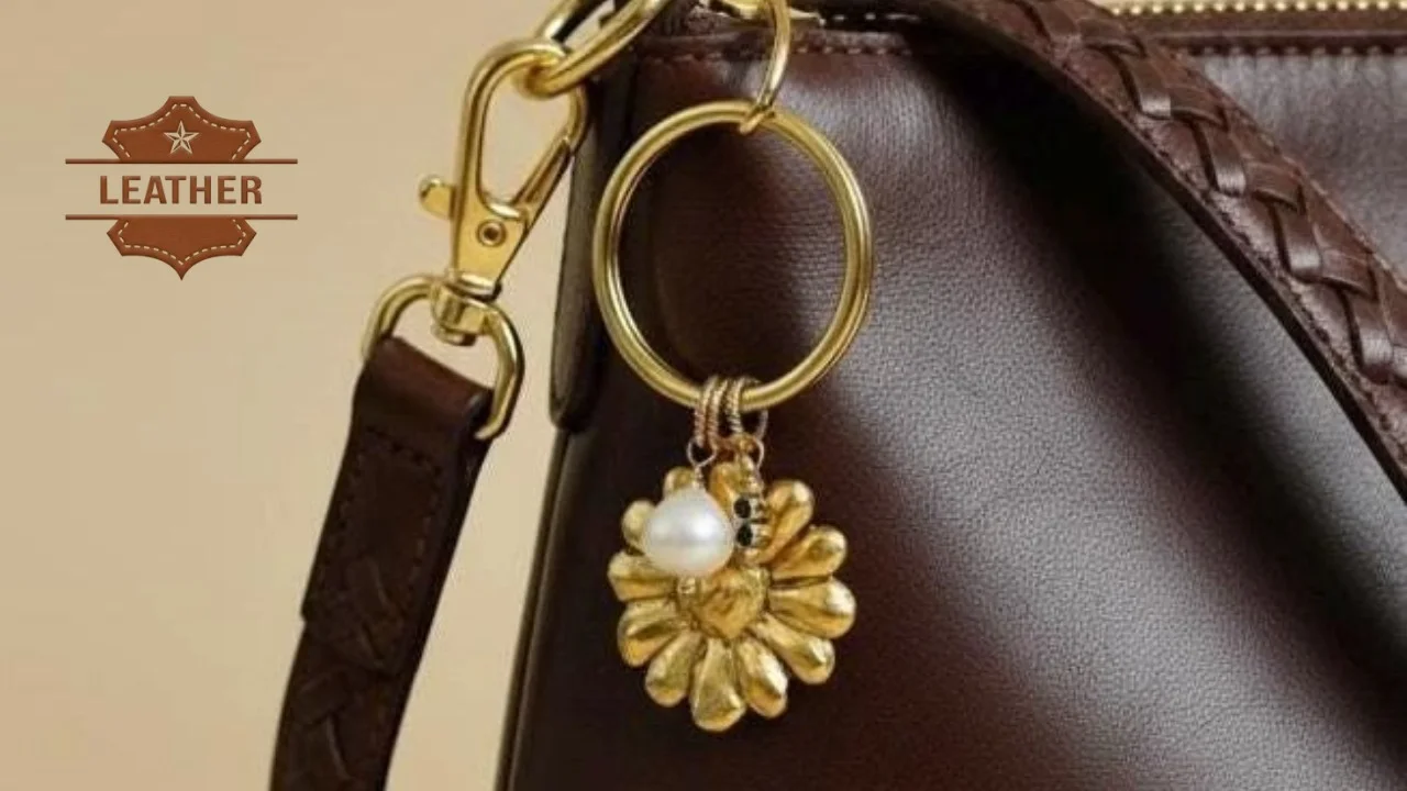 Leather forget me not bag charm