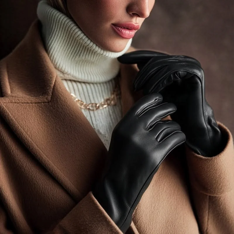 Leather gloves women