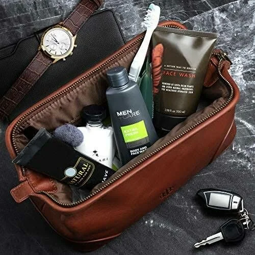Leather men's cosmetic bag