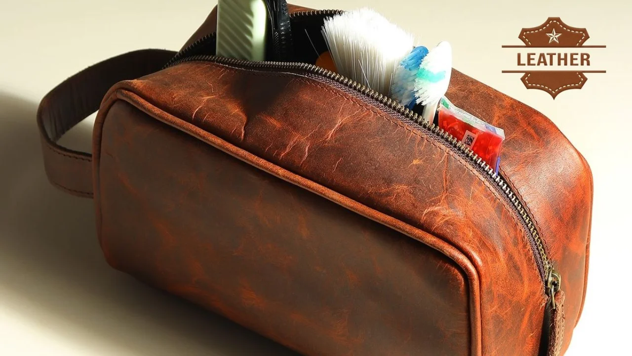Leather men's cosmetic bag