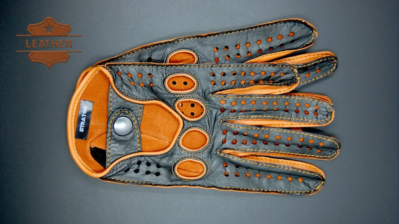 Leather racing gloves men