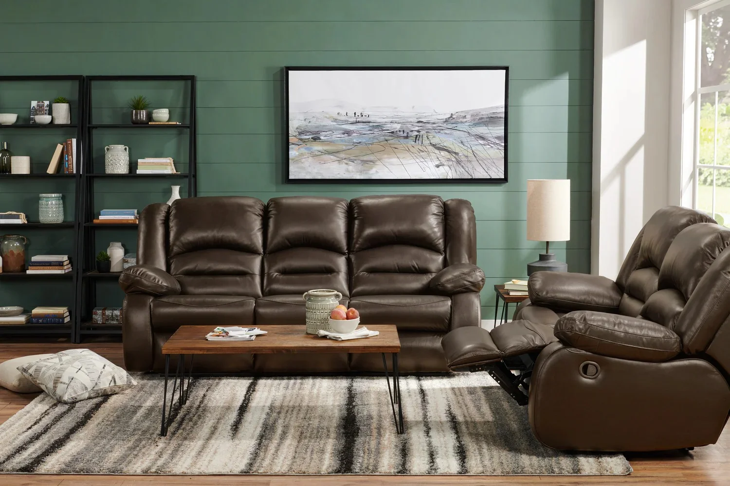 Leather reclining sofa