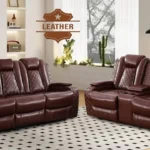 Leather reclining sofa