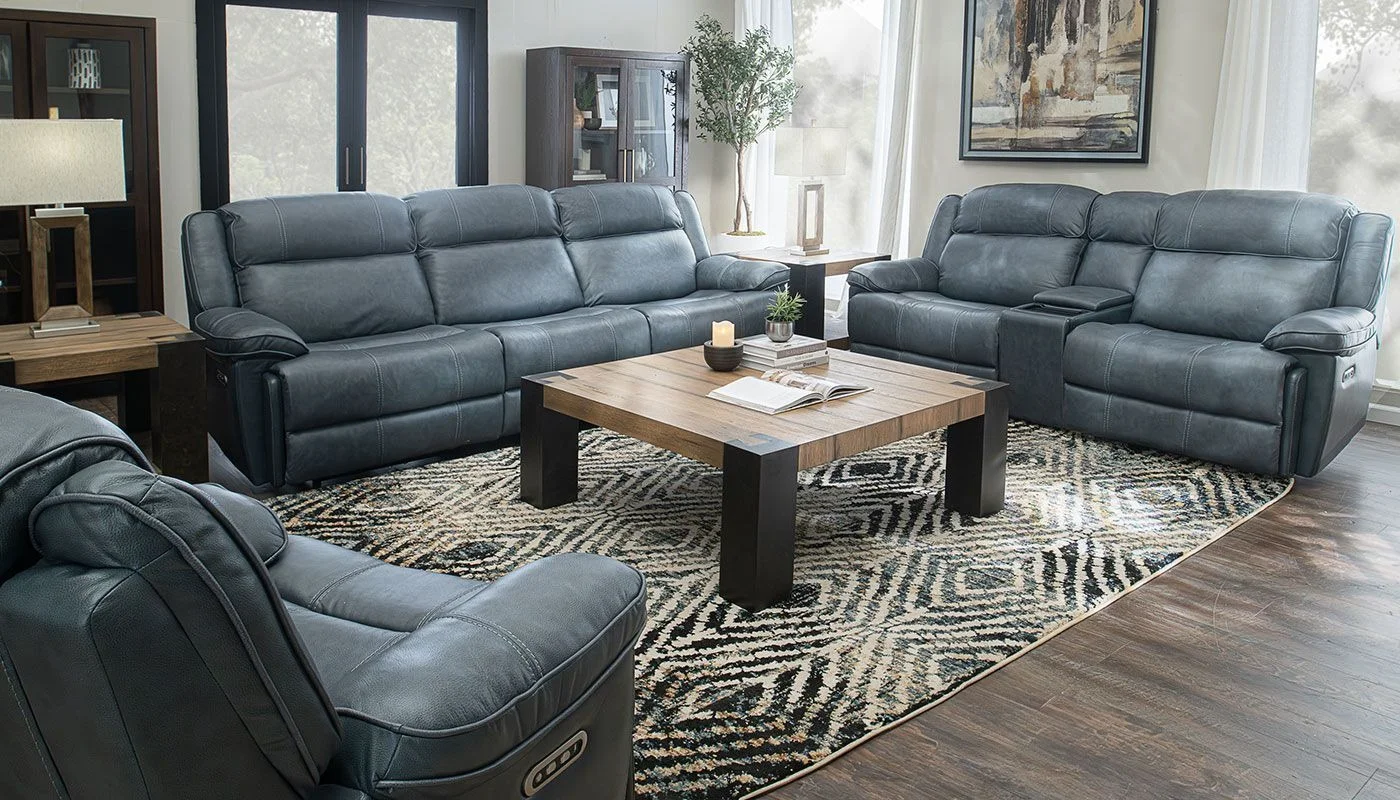 Leather reclining sofa