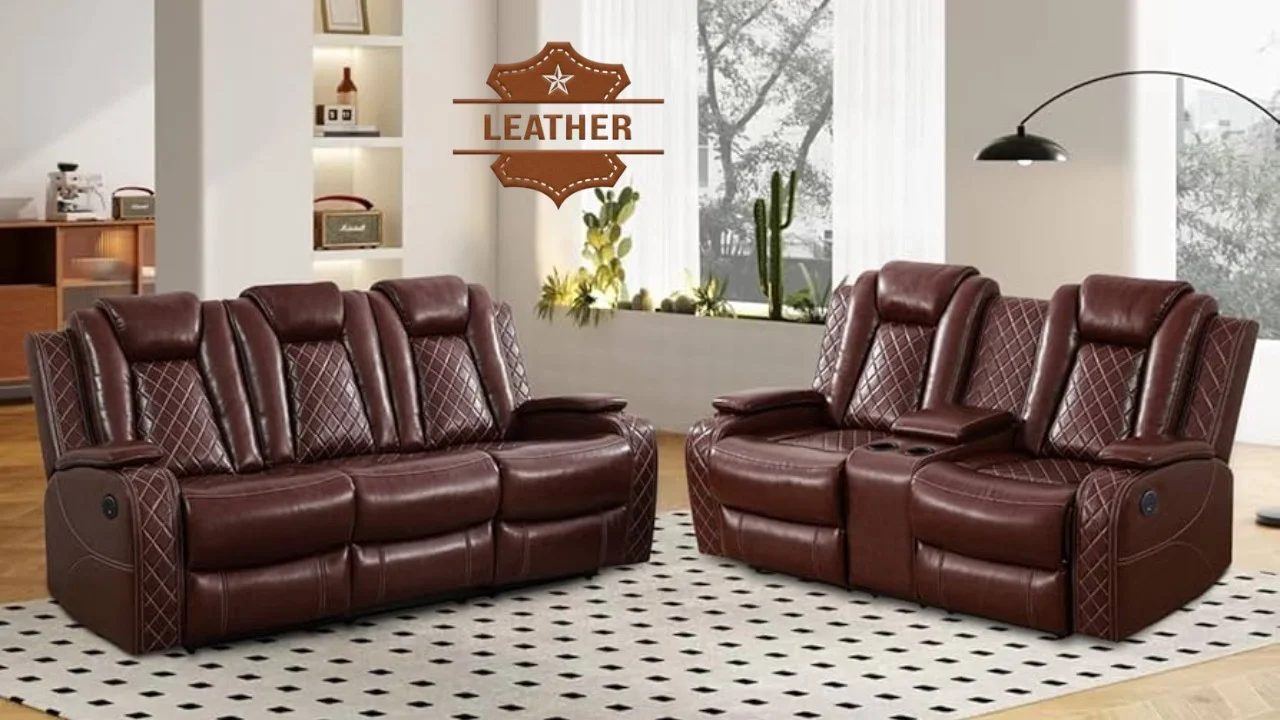 Leather reclining sofa