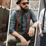 Leather suspenders for men