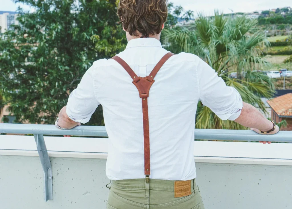 Leather suspenders for men