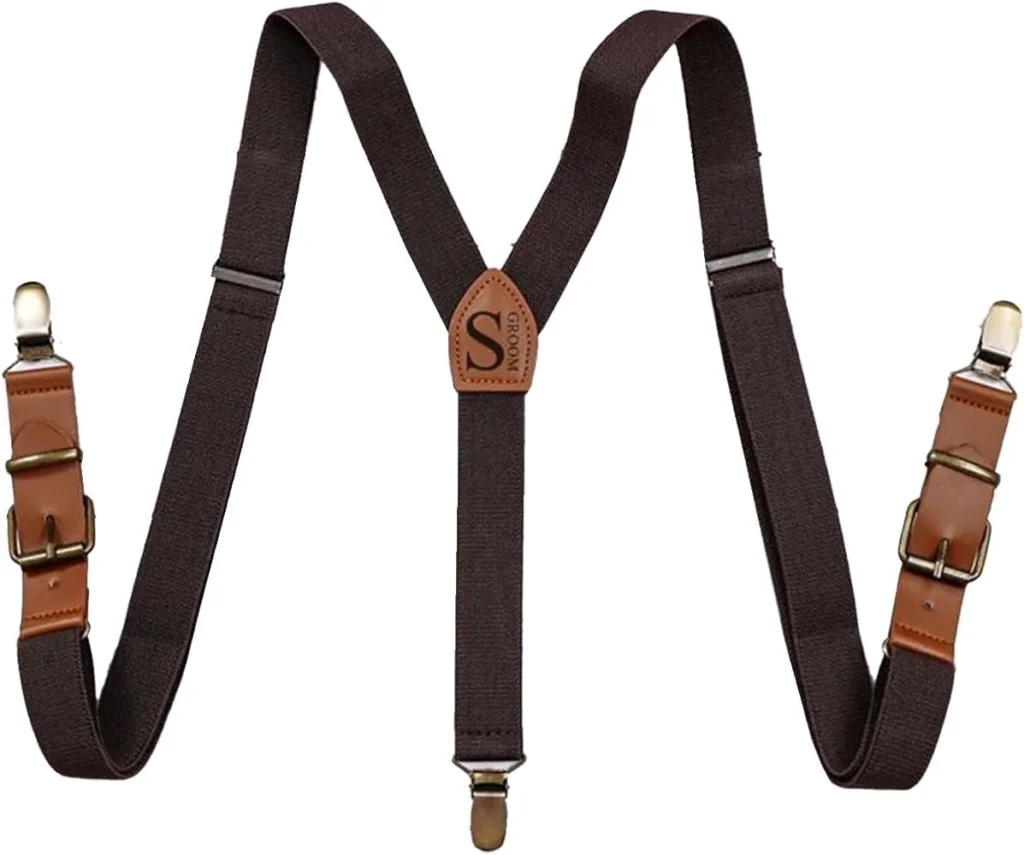 Leather suspenders for men