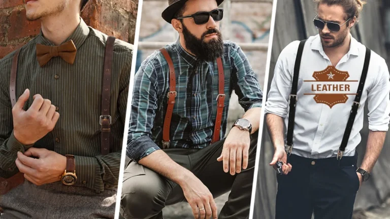 Leather suspenders for men