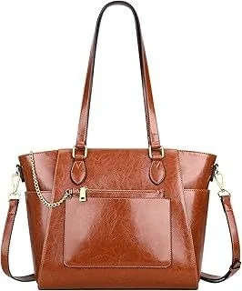 Leather tote bag with zipper