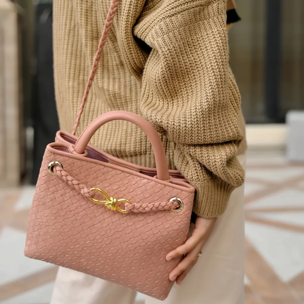 Leather woven bag