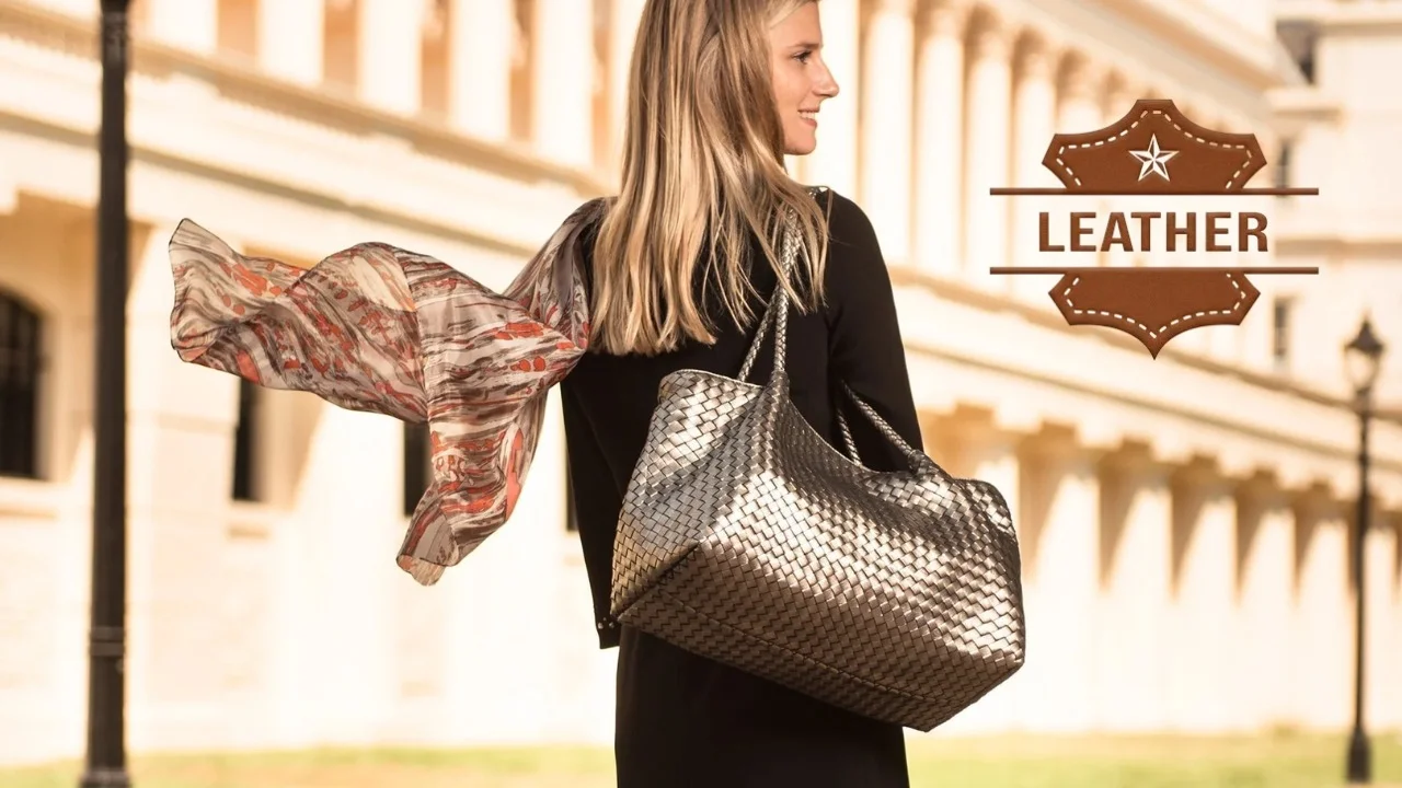 Leather woven bag