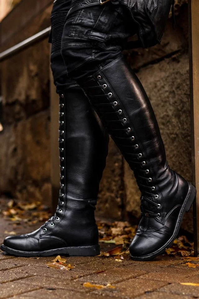 Mens knee high leather boots