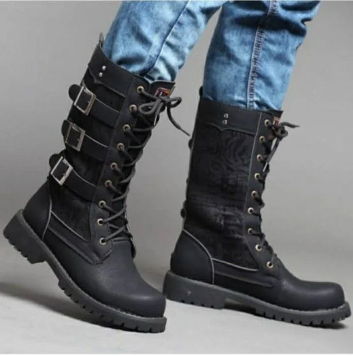 Mens knee high leather boots